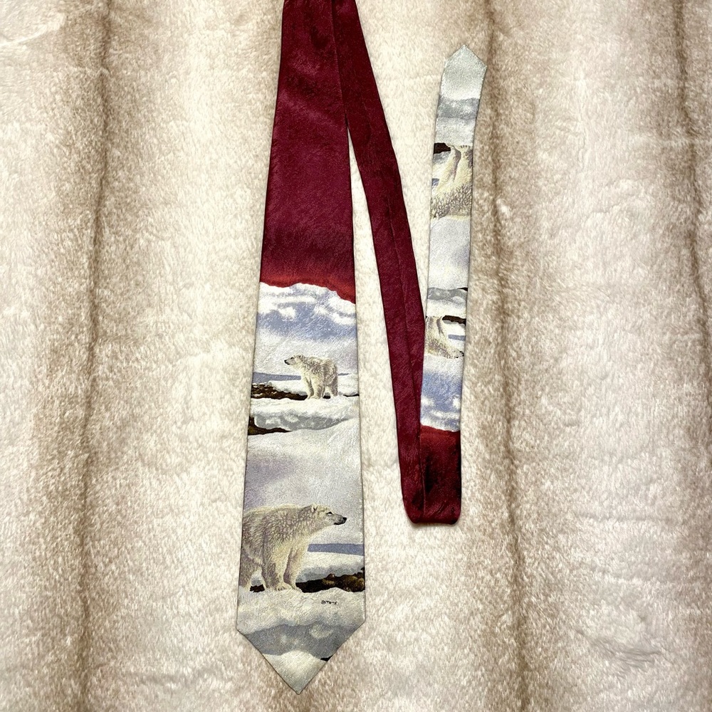 Bear Pattern silk Tie by Bonnie Marris - Picture 3 of 11